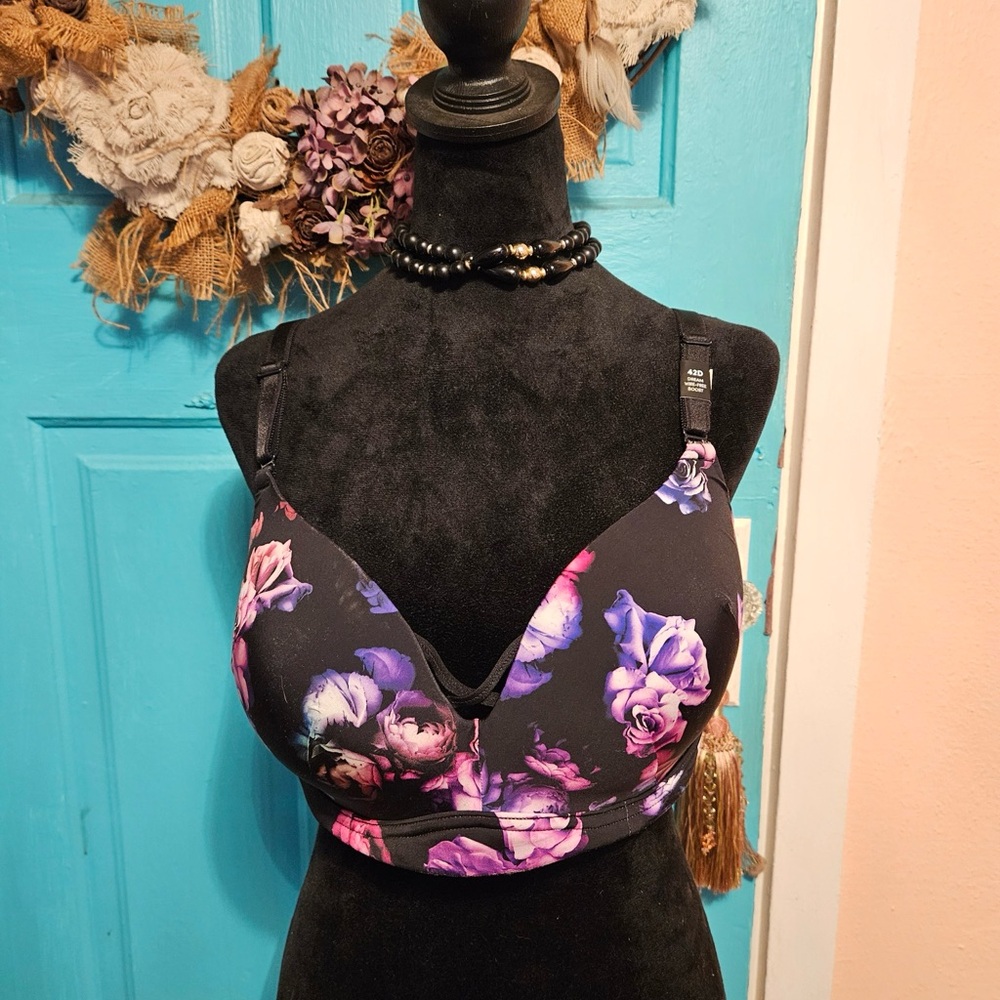 Torrid Black 42D NWT Purple Floral Bra